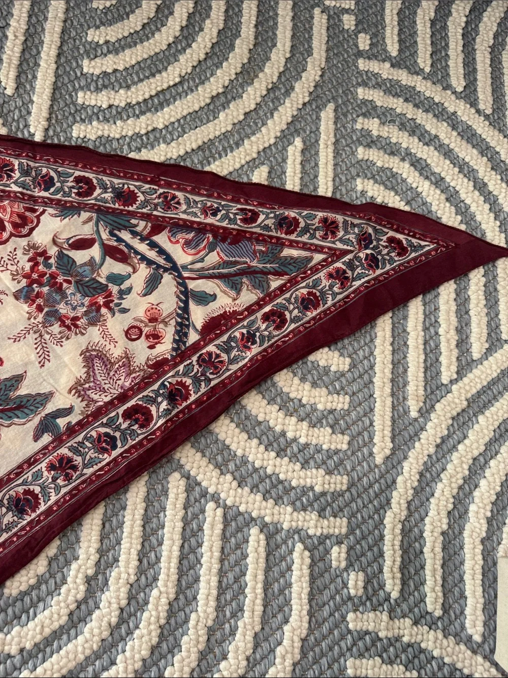 ANOKHI Cotton Triangle Scarf / Block Print Neck Scarf